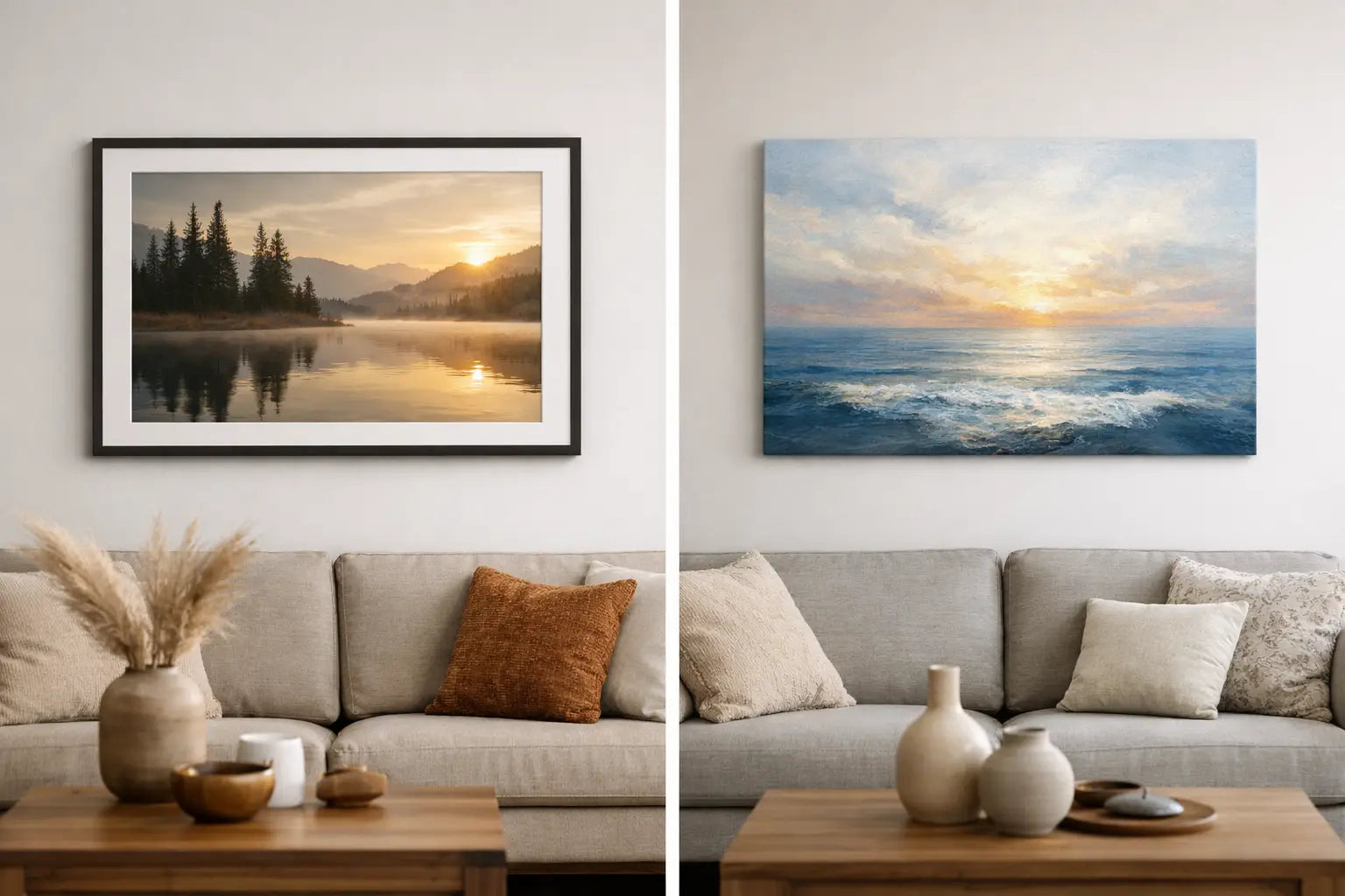 Framed Art vs Canvas for Living Room